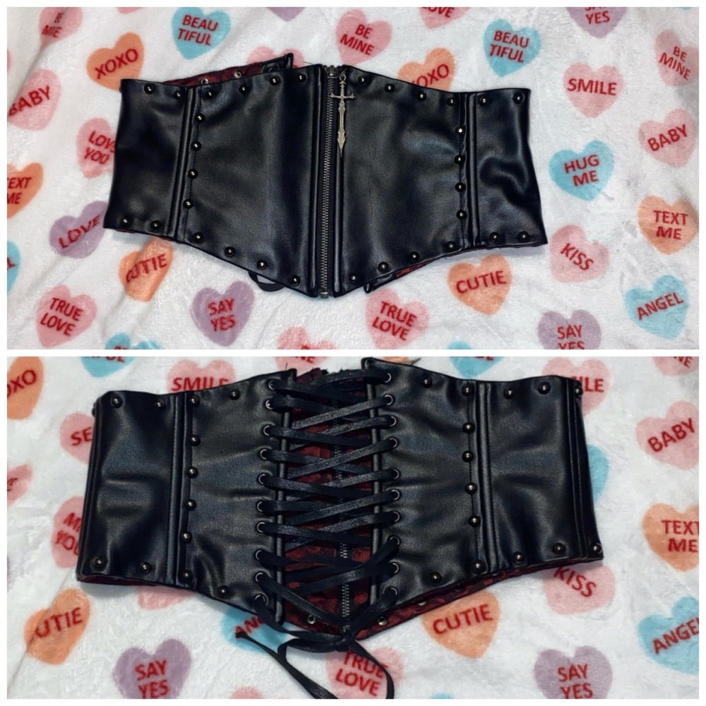 Black Corset Belt with Studded Details